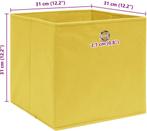 vidaXL - Opbergboxen - 4 - st - 32x32x32 - cm - stof - geel, Huis en Inrichting, Woonaccessoires | Overige, Ophalen of Verzenden