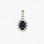 Hanger - 14 karaat Witgoud - 0.89ct. tw. Saffier - Diamant
