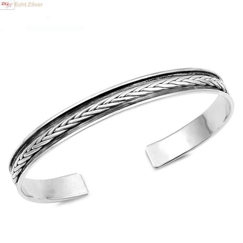 Zilveren design klemarmband vlechtmotief, Sieraden, Tassen en Uiterlijk, Armbanden, Nieuw, Verzenden