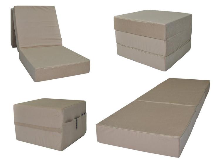Opvouwbaar matras - logeermatras - 195x65x15 cm - beige, Huis en Inrichting, Slaapkamer | Matrassen en Bedbodems, Nieuw, Ophalen of Verzenden