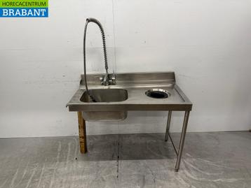 RVS Aanvoertafel Spoelbak met kraan en afvalgat 120 cm beschikbaar voor biedingen