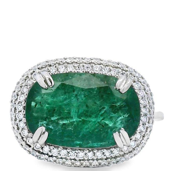 Ring Platina - 5.41ct. tw. Smaragd - Diamant, Sieraden, Tassen en Uiterlijk, Ringen