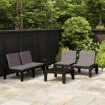 vidaXL 4-delige Loungeset met kussens kunststof grijs, Tuin en Terras, 4 zitplaatsen, Verzenden, Textileen, Nieuw