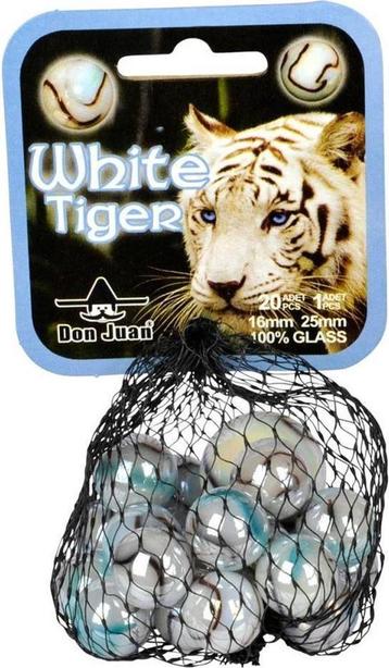 20+1 White Tiger Knikkers | Don Juan - Buitenspeelgoed
