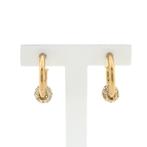 Gouden oorringen met bolletjes hanger met zirconia | Ø 20.., Gebruikt, Overige kleuren, Ophalen of Verzenden, Met edelsteen