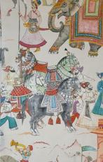 360X280cm! Zeldzame Indiase stof - Olifanten en ruiters -, Antiek en Kunst