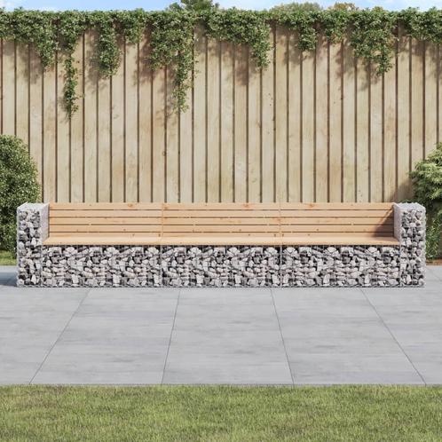 vidaXL Tuinbank schanskorfontwerp 347x71x65,5 cm massief, Tuin en Terras, Tuinbanken, Nieuw, Verzenden