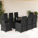 vidaXL 9-delige Tuinset poly rattan zwart, Tuin en Terras, Tuinsets en Loungesets, Nieuw, 8 zitplaatsen, Tuinset, Verzenden