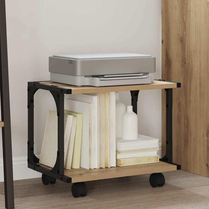 vidaXL Printerstand Artisan Eiken 41 x 28 x 33.5 cm Bewerkt, Computers en Software, Printers, Nieuw, Verzenden