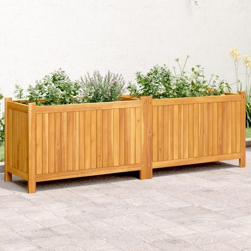 vidaXL Plantenbak met voering 153x38,5x50 cm massief, Tuin en Terras, Bloempotten, Nieuw, Verzenden