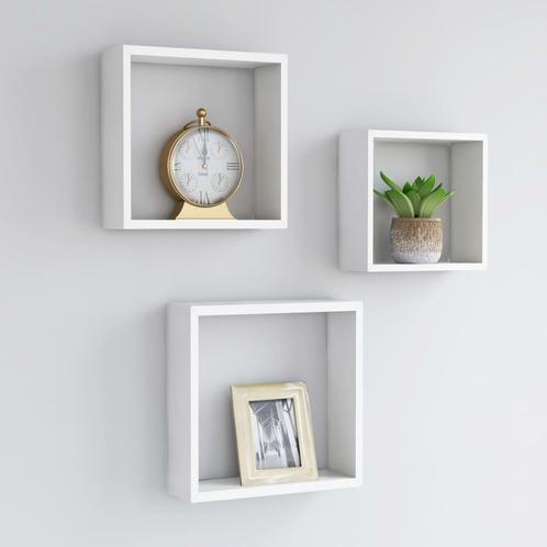 vidaXL Wandschappen kubus 3 st MDF wit, Huis en Inrichting, Woonaccessoires | Wandplanken en Boekenplanken, Nieuw, Verzenden