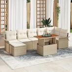 vidaXL 8-delige Tuinset met kussens poly rattan acaciahout, Tuin en Terras, Tuinsets en Loungesets, Verzenden, Nieuw, Rotan, Tuinset