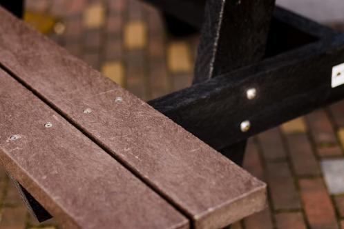 Rockwood® Picknicktafel Larix - Zwaar Kunststof - Quartz, Tuin en Terras, Picknicktafels, Nieuw, Hout, Rechthoekig, Ophalen of Verzenden