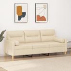 vidaXL Driezitsbank met sierkussens 180 cm stof crèmekleurig, Huis en Inrichting, Verzenden, 150 tot 200 cm, Stof, Driepersoons