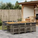 vidaXL 9-delige Tuinset met kussens poly rattan grijs, Nieuw, 8 zitplaatsen, Tuinset, Verzenden