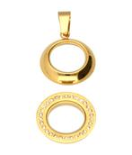RVS gouden medaillon rond glad strass 22 mm. ketting hanger, Sieraden, Tassen en Uiterlijk, Kettinghangers, Verzenden, Nieuw