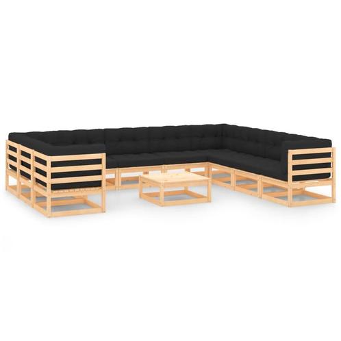 vidaXL 11-delige Loungeset met antracietkleurige kussens, Tuin en Terras, Tuinsets en Loungesets, Loungeset, Nieuw, Verzenden