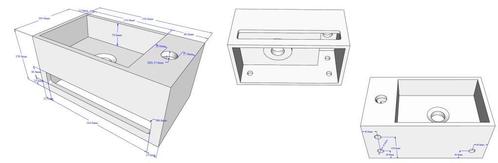 Solid Surface fontein & handdoekhouder rechts 356x203x159, Doe-het-zelf en Verbouw, Sanitair, Ophalen of Verzenden