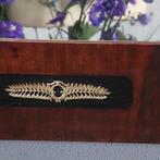 Grote Empire spiegel bloemmahonie met ebbenhout en brons beg, Antiek en Kunst, Ophalen of Verzenden