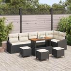 vidaXL Tuin Sofa Set met kussen 10 pcs Zwart Poly riet, Verzenden, Nieuw, Rotan