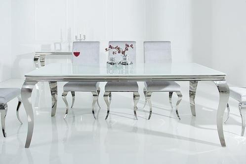 Eettafel Modern Barok 200cm wit zilver/ 37904, Huis en Inrichting, Tafels | Eettafels, Ophalen of Verzenden