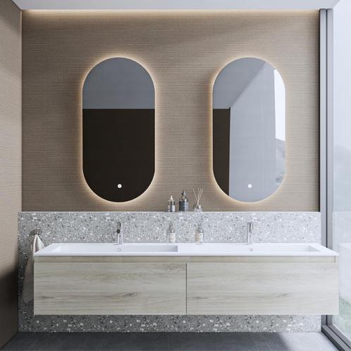 Badkamermeubelset BWS Anubis 140cm 2 Laden Grijs Eiken Met, Doe-het-zelf en Verbouw, Sanitair, Bad, Nieuw, Ophalen of Verzenden