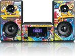 Stereo set met Radio - Met Bluetooth - Graffiti - Lenco - MC, Verzenden, Zo goed als nieuw
