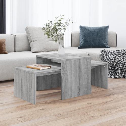 vidaXL Salontafelset 100x48x40 cm bewerkt hout grijs sonoma, Huis en Inrichting, Tafels | Salontafels, 100 tot 150 cm, Nieuw, Overige houtsoorten