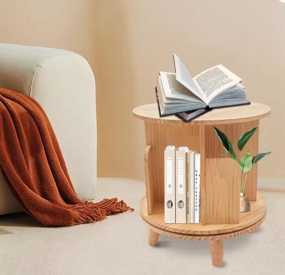 360° Draaibare Houten Boekenplank met 4 Compartimenten, Huis en Inrichting, Kasten | Boekenkasten, Nieuw, Verzenden