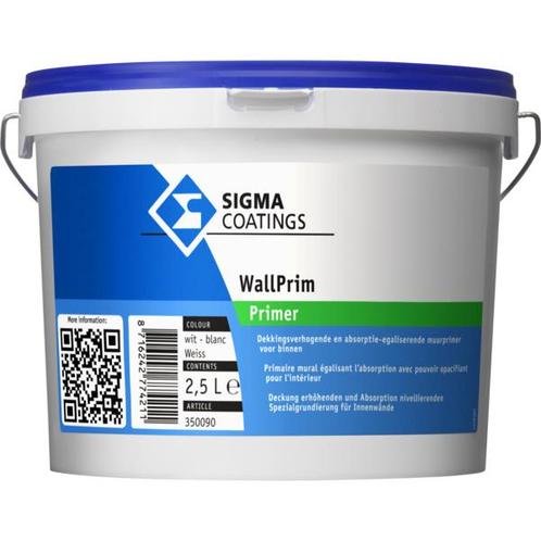 WallPrim Primer Wit  2,5 liter, Doe-het-zelf en Verbouw, Verf, Beits en Lak, Nieuw, Ophalen of Verzenden