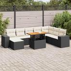 vidaXL 9-delige Loungeset met kussens poly rattan acacia, Verzenden, Nieuw, Rotan, Loungeset