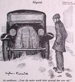 Spotprent over een werkloze die jaloers is op een auto, Antiek en Kunst, Verzenden