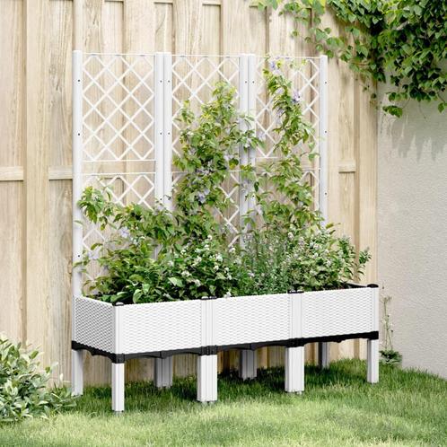vidaXL Plantenbak met latwerk 120x40x142 cm polypropeen wit, Tuin en Terras, Bloembakken en Plantenbakken, Nieuw, Kunststof, Verzenden