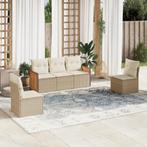 vidaXL 5-delige Loungeset met kussens poly rattan beige, Verzenden, Nieuw, Rotan, Loungeset