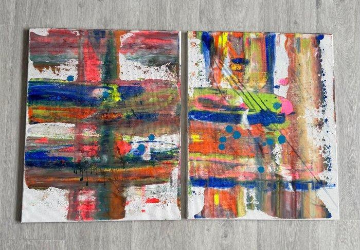 Karl Lagasse - Diptyque Jesus is Lord ( Extrêmement Rare) -, Antiek en Kunst, Kunst | Schilderijen | Modern