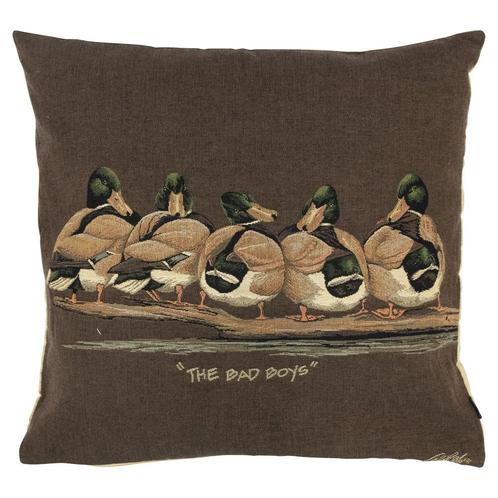 gobelin kussen eenden bruin bad boys 45x45cm, Huis en Inrichting, Woonaccessoires | Overige, Verzenden