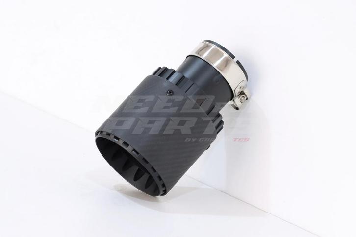 Black Gearwheel Matte Carbon Exhaust Tip 101mm, Auto-onderdelen, Uitlaatsystemen, Ophalen of Verzenden