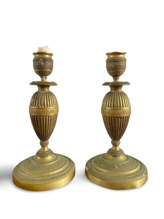 Taperstick (kleine blaker met een dunne pijp) (2) - Verguld, Antiek en Kunst, Antiek | Overige Antiek