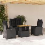 vidaXL 4-delige Tuinset met kussens poly rattan zwart, 4 zitplaatsen, Nieuw, Tuinset, Verzenden