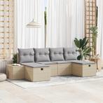 vidaXL Tuin Sofa Set met kussen 6 pcs Beige Poly riet, Tuin en Terras, Verzenden, Nieuw, Rotan