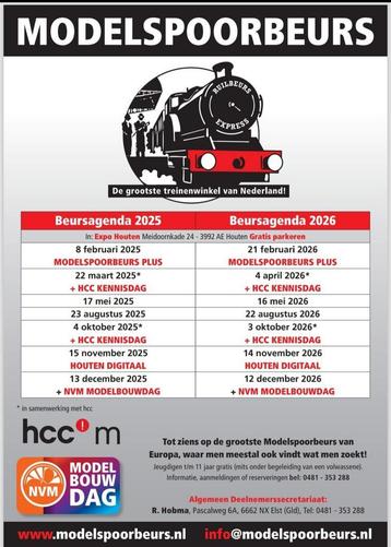 Modelspoorbeurs + HCC kennisdag 22 maart 2025 in Expo Houten beschikbaar voor biedingen