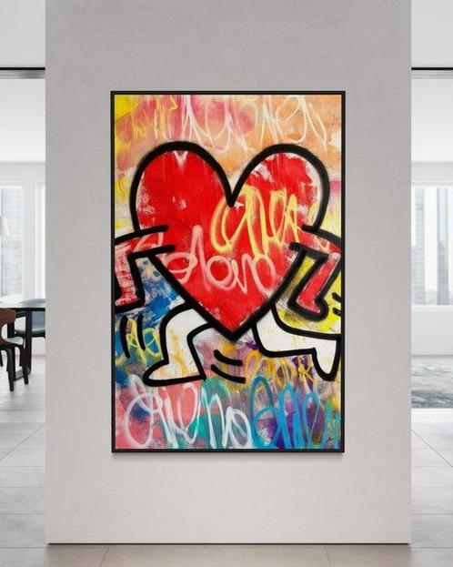 Gunnar Zyl (1988) - Running Heart / Keith Haring & Zyl XXL, Antiek en Kunst, Kunst | Schilderijen | Modern