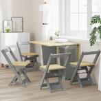 vidaXL Eetkamerstoelen 4 st Corona inklapbaar massief, Huis en Inrichting, Stoelen, Verzenden, Nieuw, Grijs