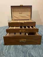 Sieradendoos - Hout, Alcantara - Sieradendoos 3 niveaus