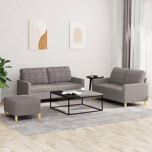 vidaXL 3-delige Loungeset met kussens stof taupe, Huis en Inrichting, Banken | Bankstellen, Nieuw, 150 tot 200 cm, Stof, Vierpersoons of meer