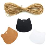 10 kraft kaartjes poezenhoofdje met 10 meter touw, Hobby en Vrije tijd, Knutselen, Verzenden, Nieuw, Materiaal