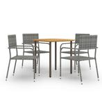 vidaXL 5-delige Tuinset poly rattan antracietkleurig, 4 zitplaatsen, Nieuw, Tuinset, Verzenden
