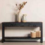 Mangohout Sidetable Britt 150 Zwart, Verzenden, Nieuw, Industriële meubels, 25 tot 50 cm