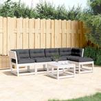 vidaXL 5-delige Loungeset met kussens massief grenenhout wit, 5 zitplaatsen, Verzenden, Nieuw, Loungeset