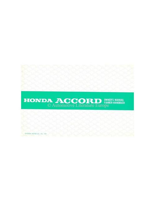 1986 HONDA ACCORD INSTRUCTIEBOEKJE, Auto diversen, Handleidingen en Instructieboekjes